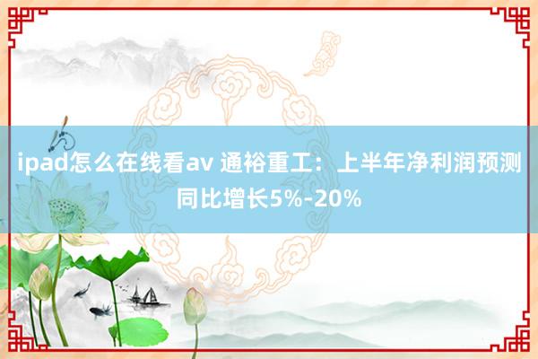 ipad怎么在线看av 通裕重工：上半年净利润预测同比增长5%-20%