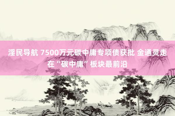 淫民导航 7500万元碳中庸专项债获批 金通灵走在“碳中庸”板块最前沿