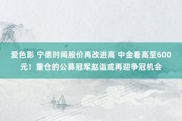 爱色影 宁德时间股价再改进高 中金看高至600元！重仓的公募冠军赵诣或再迎争冠机会