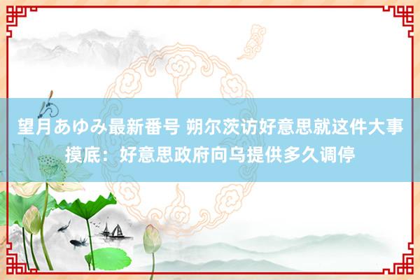 望月あゆみ最新番号 朔尔茨访好意思就这件大事摸底：好意思政府向乌提供多久调停