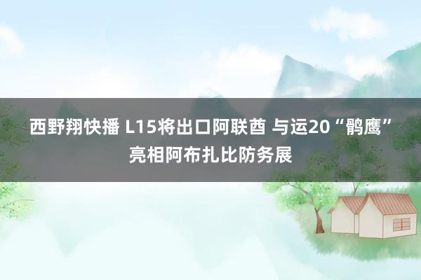 西野翔快播 L15将出口阿联酋 与运20“鹘鹰”亮相阿布扎比防务展