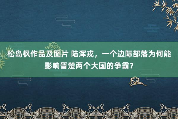 松岛枫作品及图片 陆浑戎，一个边际部落为何能影响晋楚两个大国的争霸？