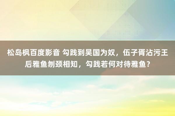 松岛枫百度影音 勾践到吴国为奴，伍子胥沾污王后雅鱼刎颈相知，勾践若何对待雅鱼？