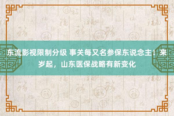 东流影视限制分级 事关每又名参保东说念主！来岁起，山东医保战略有新变化