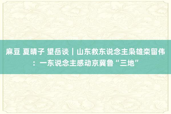 麻豆 夏晴子 望岳谈｜山东救东说念主枭雄栾留伟：一东说念主感动京冀鲁“三地”