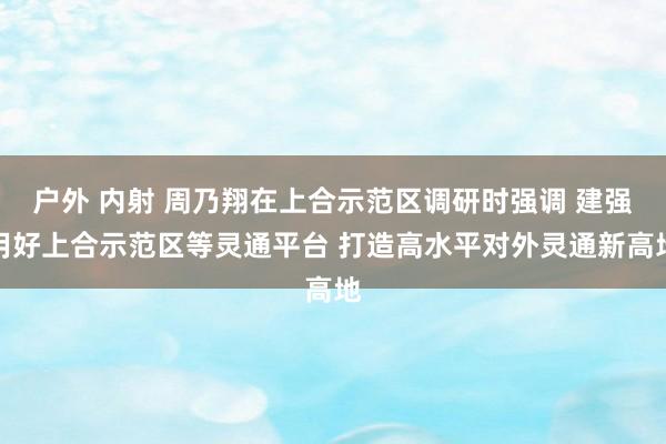 户外 内射 周乃翔在上合示范区调研时强调 建强用好上合示范区等灵通平台 打造高水平对外灵通新高地