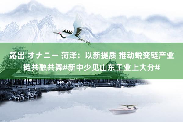 露出 オナニー 菏泽：以新提质 推动蜕变链产业链共融共舞#新中少见山东工业上大分#