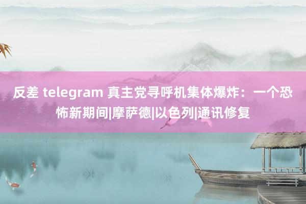 反差 telegram 真主党寻呼机集体爆炸：一个恐怖新期间|摩萨德|以色列|通讯修复